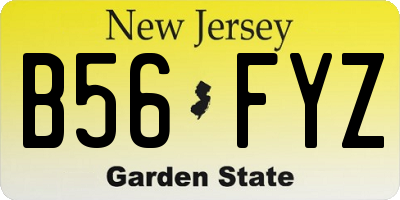 NJ license plate B56FYZ