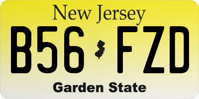 NJ license plate B56FZD