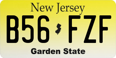 NJ license plate B56FZF