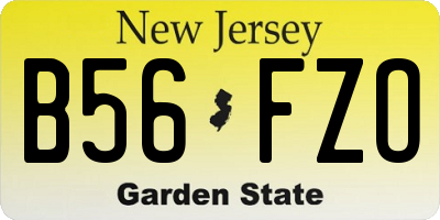 NJ license plate B56FZO