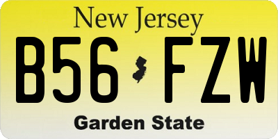 NJ license plate B56FZW