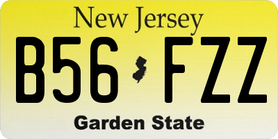 NJ license plate B56FZZ