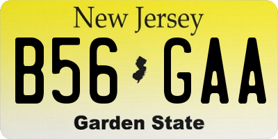 NJ license plate B56GAA