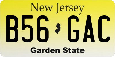 NJ license plate B56GAC