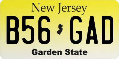 NJ license plate B56GAD