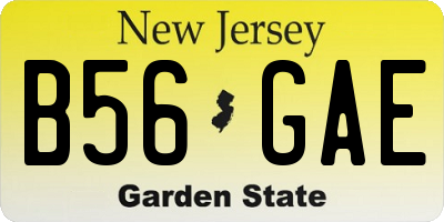 NJ license plate B56GAE