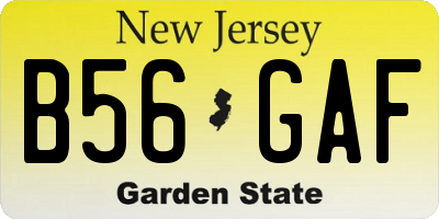 NJ license plate B56GAF