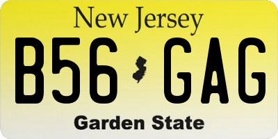 NJ license plate B56GAG