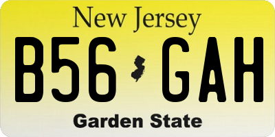 NJ license plate B56GAH