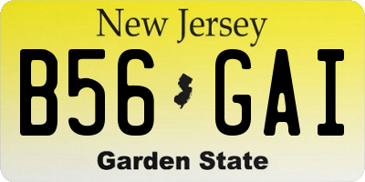 NJ license plate B56GAI