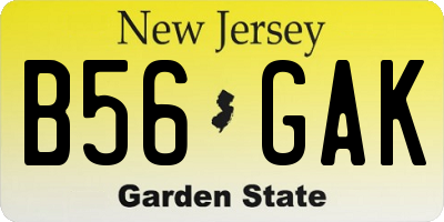 NJ license plate B56GAK