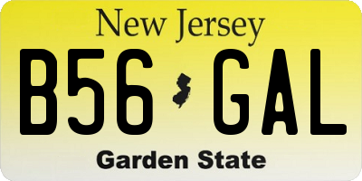 NJ license plate B56GAL