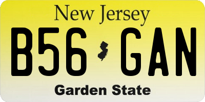 NJ license plate B56GAN