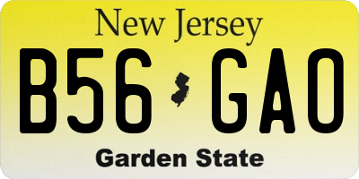 NJ license plate B56GAO