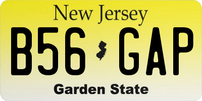 NJ license plate B56GAP