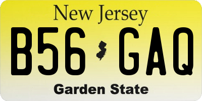 NJ license plate B56GAQ