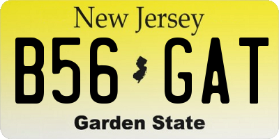 NJ license plate B56GAT
