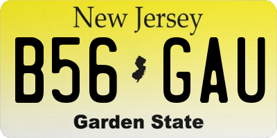 NJ license plate B56GAU