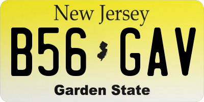 NJ license plate B56GAV