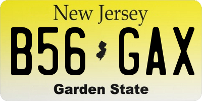 NJ license plate B56GAX