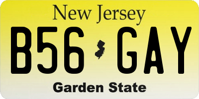 NJ license plate B56GAY
