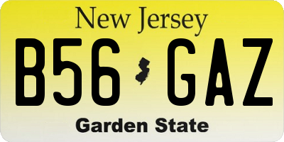 NJ license plate B56GAZ