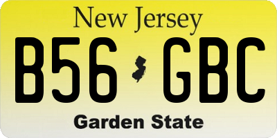 NJ license plate B56GBC