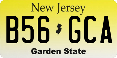 NJ license plate B56GCA