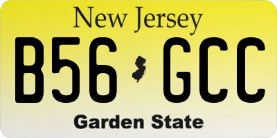 NJ license plate B56GCC