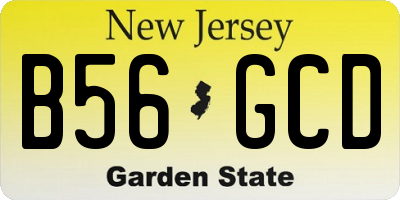 NJ license plate B56GCD