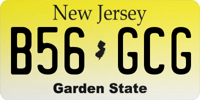 NJ license plate B56GCG