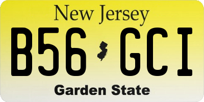 NJ license plate B56GCI