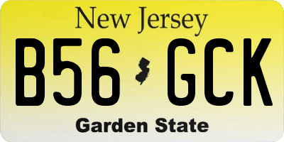 NJ license plate B56GCK