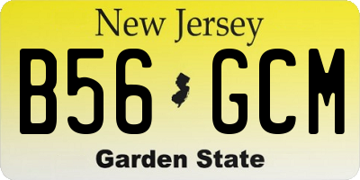 NJ license plate B56GCM