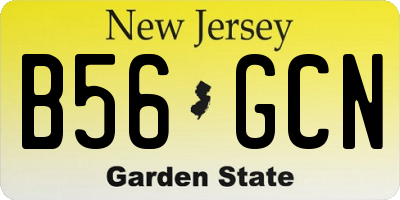 NJ license plate B56GCN