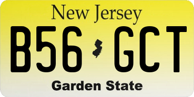 NJ license plate B56GCT
