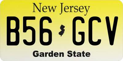 NJ license plate B56GCV