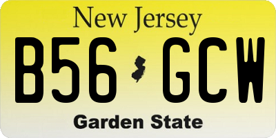 NJ license plate B56GCW