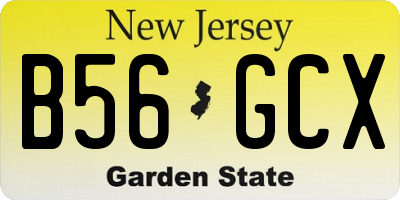 NJ license plate B56GCX