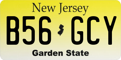 NJ license plate B56GCY