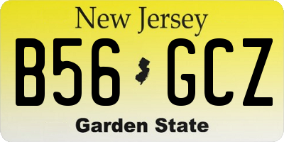 NJ license plate B56GCZ