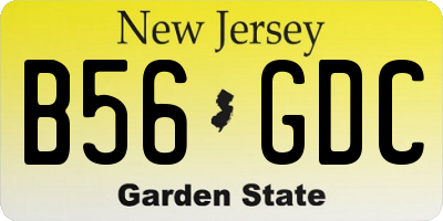 NJ license plate B56GDC