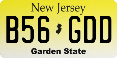 NJ license plate B56GDD