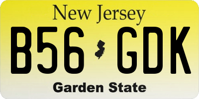 NJ license plate B56GDK