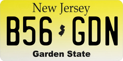 NJ license plate B56GDN