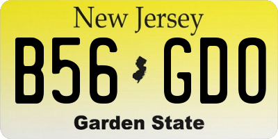 NJ license plate B56GDO