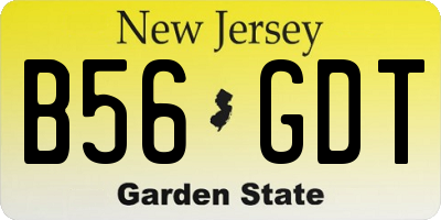 NJ license plate B56GDT
