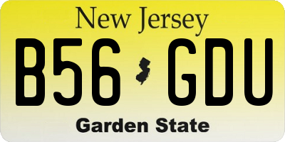 NJ license plate B56GDU
