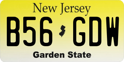NJ license plate B56GDW