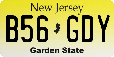 NJ license plate B56GDY